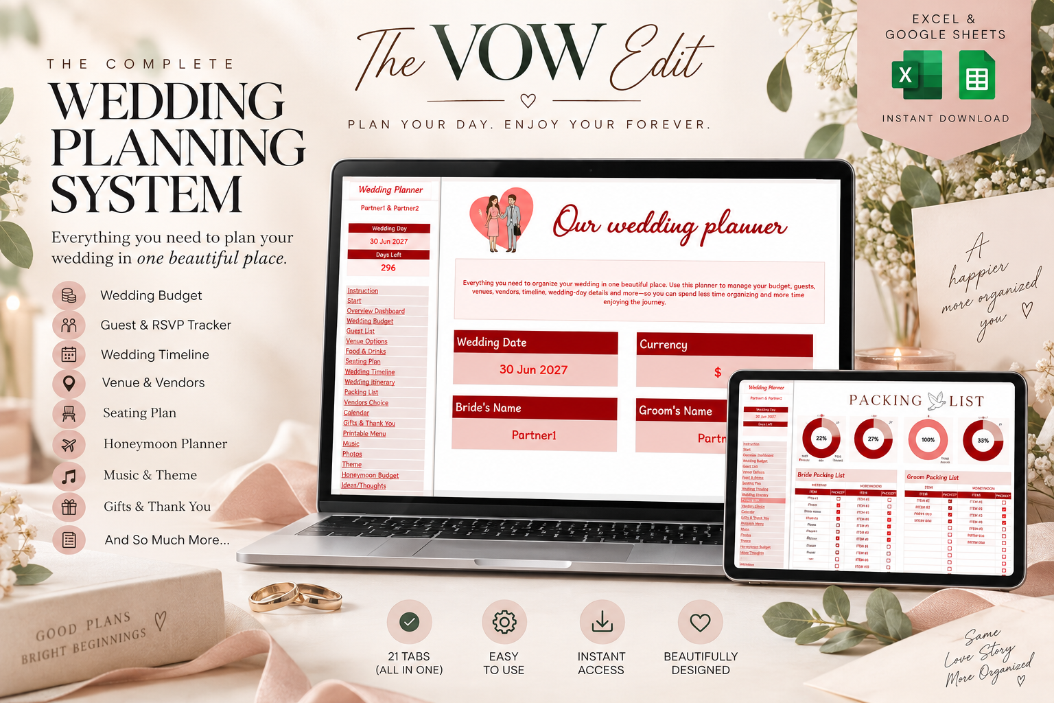 The Ultimate Wedding Planner | Google Sheets Wedding Planning Template