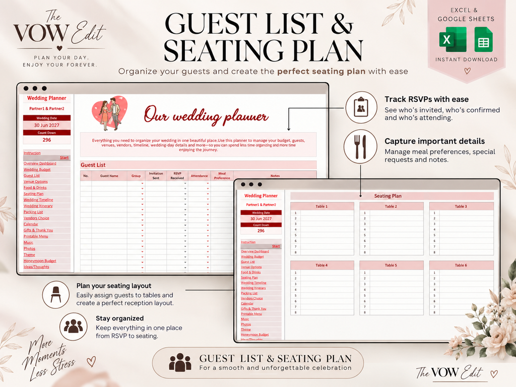 The Ultimate Wedding Planner | Google Sheets Wedding Planning Template