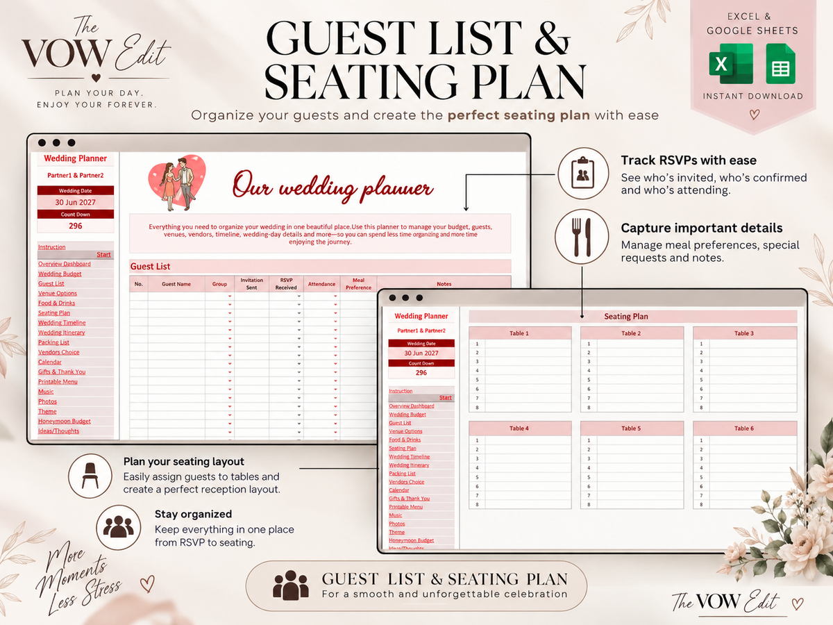 The Ultimate Wedding Planner | Google Sheets Wedding Planning Template