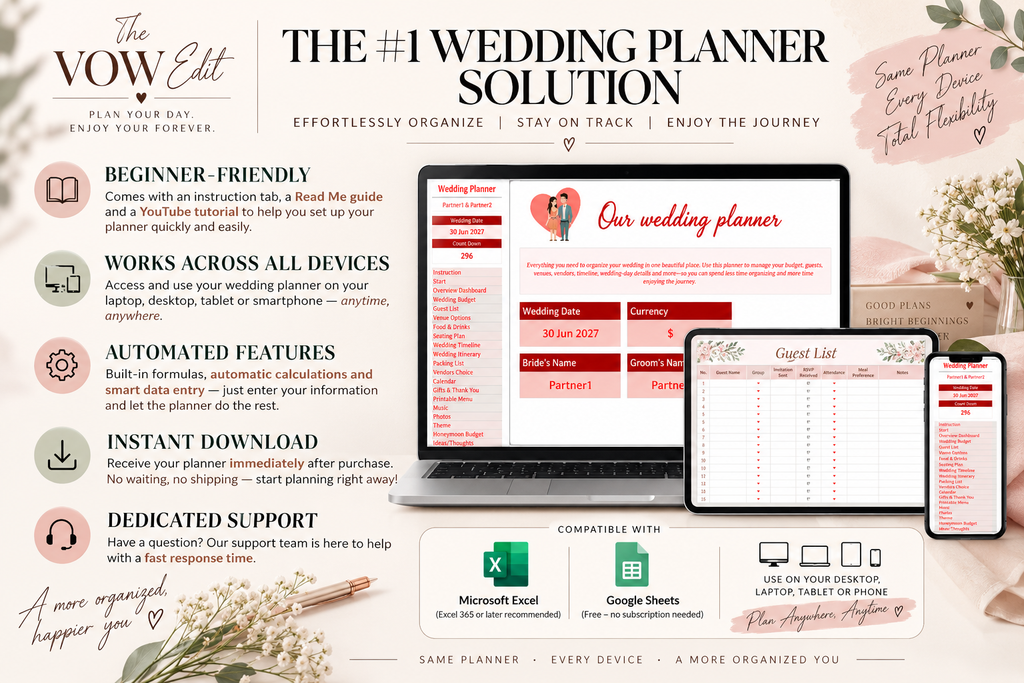 The Ultimate Wedding Planner | Google Sheets Wedding Planning Template