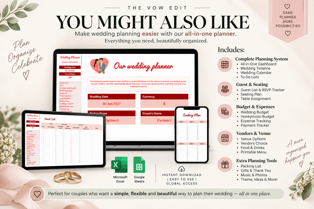 The Ultimate Wedding Planner | Google Sheets Wedding Planning Template
