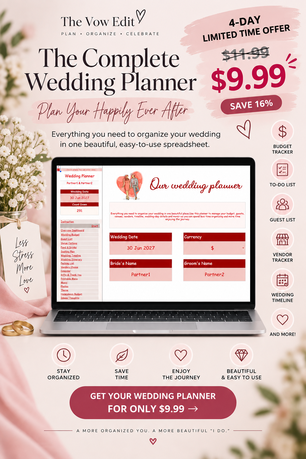 The Ultimate Wedding Planner | Google Sheets Wedding Planning Template